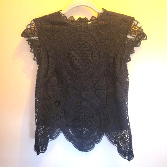 Rebellion Tops - Crochet Top Lace Blouse Women's Rebellion Size Medium Black NWOT